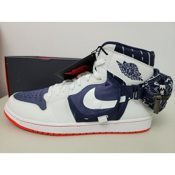 NIKE AIR JORDAN RETRO 1 UTILITY QUAI WHITE BLUE RED DV1717-100 (US SIZE 14) main image 5